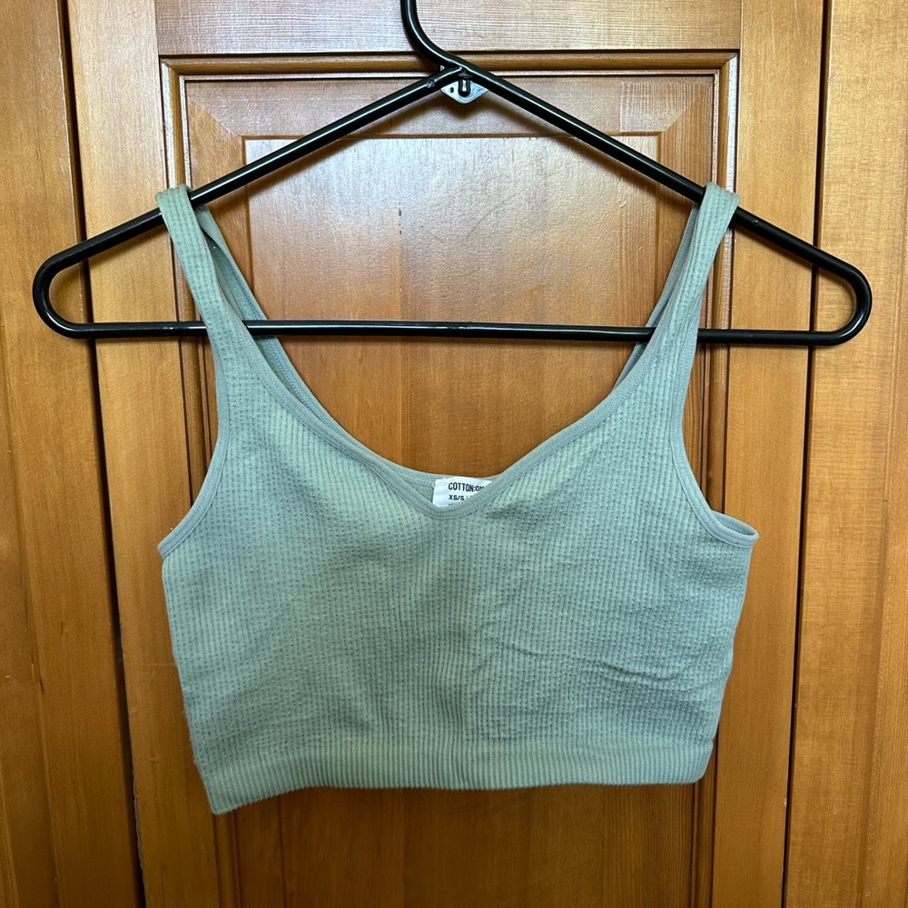 mint green cropped tank